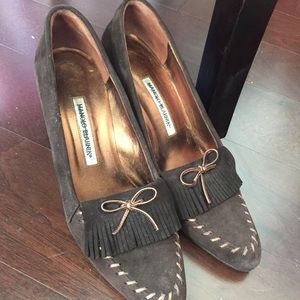 Manolo Blahnik Brown Suede Heels